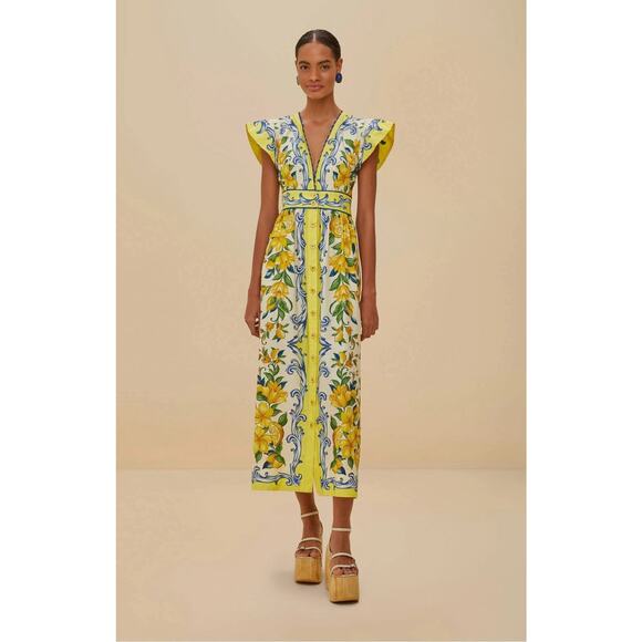 Farm Rio Dresses & Skirts - farm rio dress large women Nwt Yellow Print